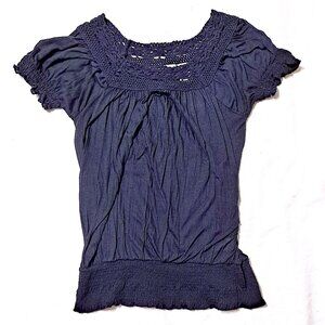 Allison Brittney Navy Navy Blue Blouse - Size Small